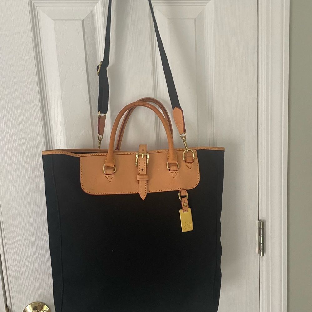 Dooney & Bourke Black Canvas & Tan Leather 
Tote